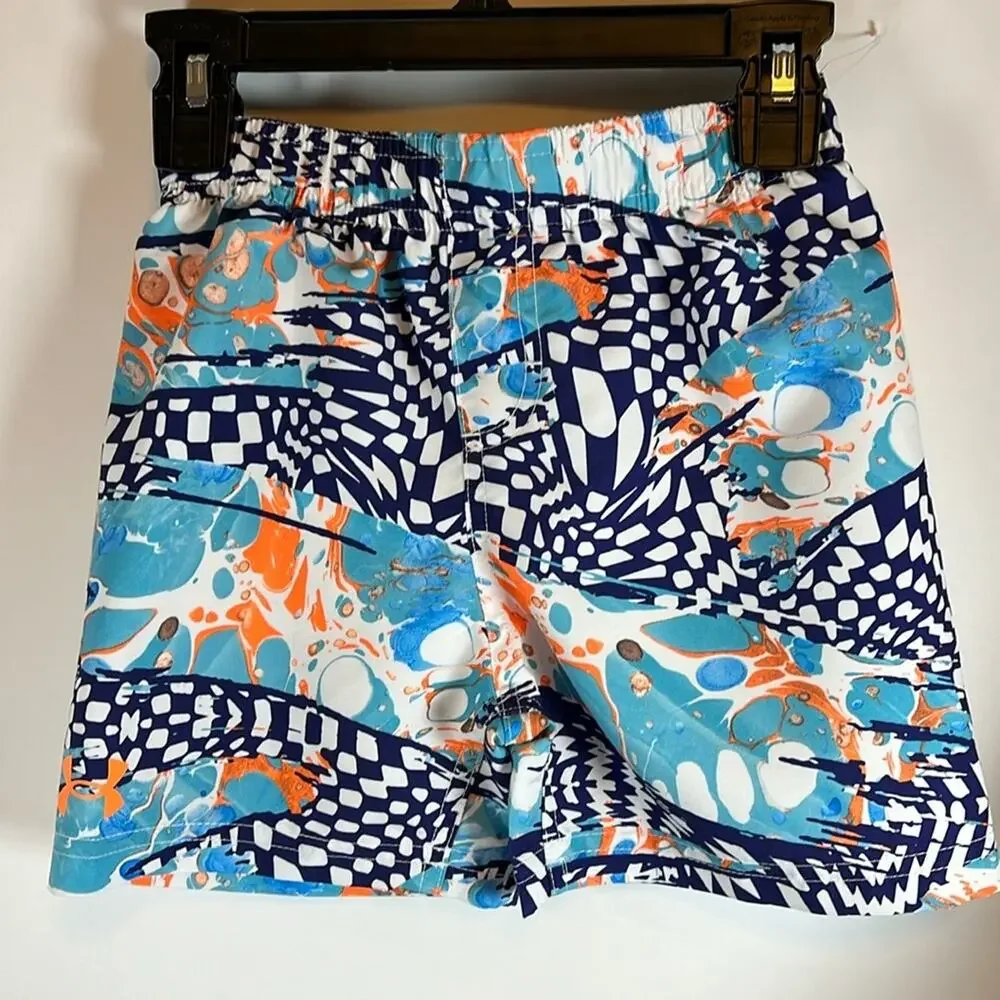 Under Armour Checker Mash Printed Shorts Coastal Swimwear Boys Size 6